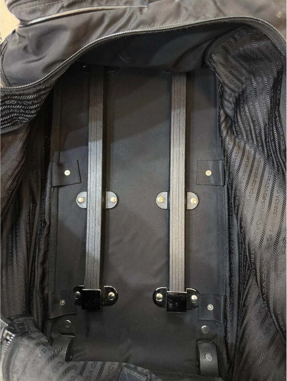 Prada Re-Nylon and Saffiano Leather Trolley Weekender Bag